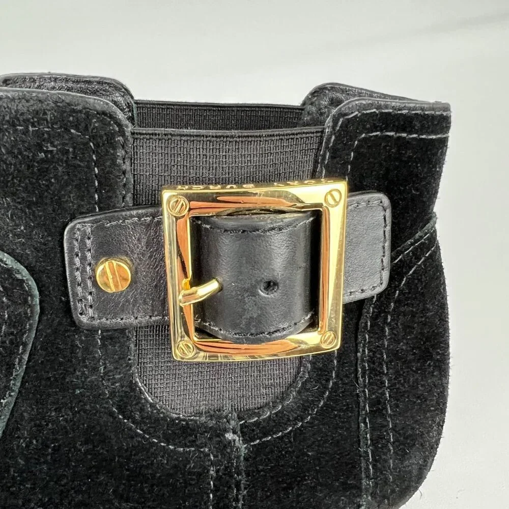 Tory Burch Womens Adrienne Black Suede Wedge Booties Chelsea Ankle Boot size 6.5